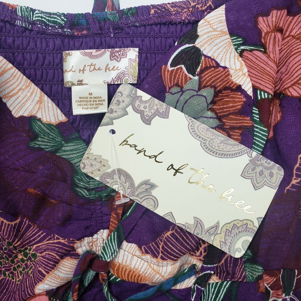 Band Of The Free Floriane LS Blouse Womens Medium Purple Ivory Boho Coquette NWT - Picture 10 of 16